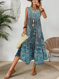 SAIDE™ | S42 DRESS - SUMMER PRINT CREW NECK SLEEVELESS MAXI DRESS