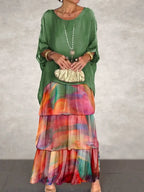 SAIDE™ | S72 DRESS - ELEGANT FLORAL PRINT CHIFFON BOHO LONG DRESS