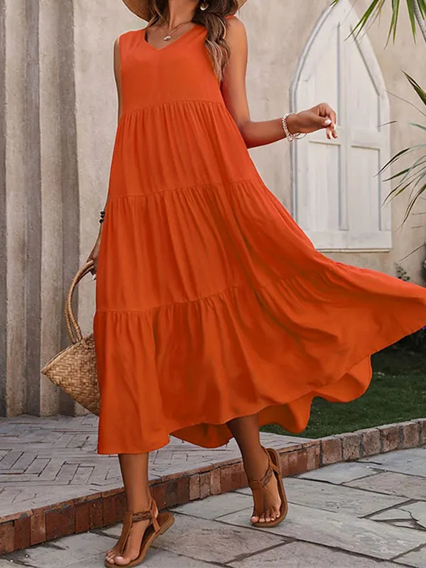 SAIDE™ | S88 DRESS - SUMMER CASUAL V-NECK LOOSE ELEGANT RUFFLES MAXI DRESS