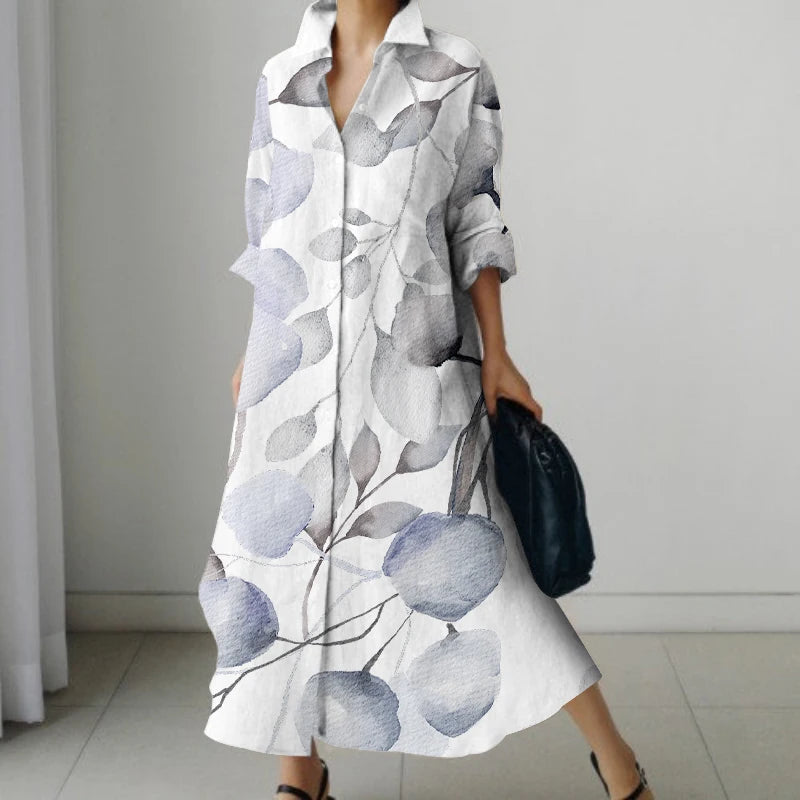 SAIDE™ | S146 DRESS - PINK BURGUNDY FLORAL PRINT SHIRT DRESS