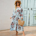 SAIDE™ | S64 DRESS - BOHEMIAN FLORAL PRINT LONG SLEEVE MAXI DRESS