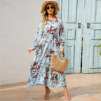 SAIDE™ | S64 DRESS - BOHEMIAN FLORAL PRINT LONG SLEEVE MAXI DRESS