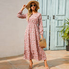 SAIDE™ | S64 DRESS - BOHEMIAN FLORAL PRINT LONG SLEEVE MAXI DRESS