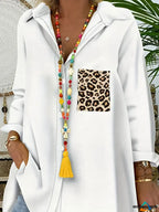 SAIDE™ | S169 SHIRT - LEOPARD PRINT POCKET BUTTON-UP BLOUSE