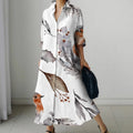 SAIDE™ | S146 DRESS - PINK BURGUNDY FLORAL PRINT SHIRT DRESS