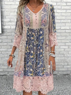 SAIDE™ | S120 DRESS - ELEGANT PRINTED A-LINE KNEE-LENGTH DRESS