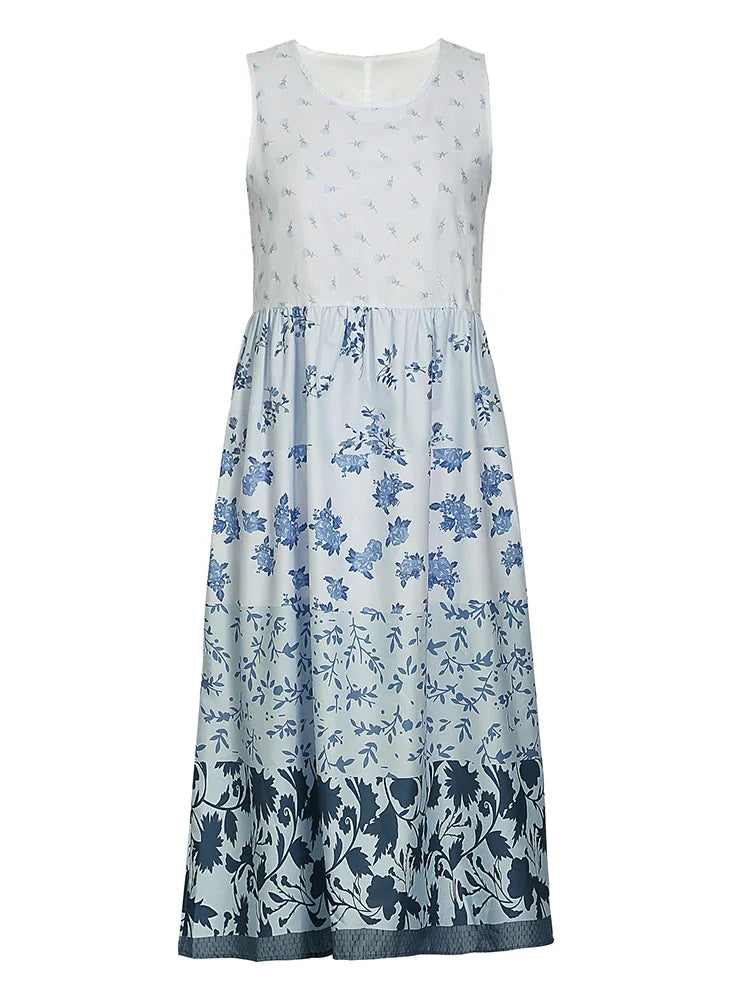 SAIDE™ | S106 DRESS - PLUS SIZE FLORAL SLEEVELESS BOHEMIAN BEACH DRESS