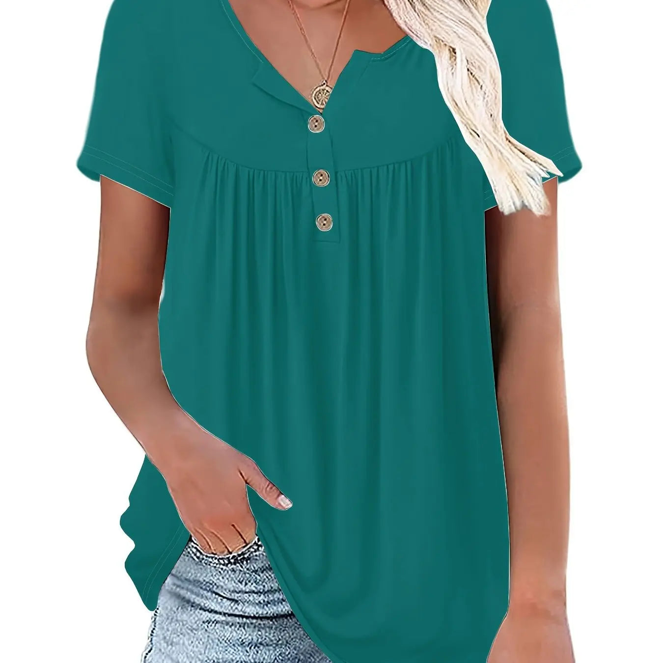 SAIDE™ | S14 SHIRT - V-NECK SILK LUSTER PRINCESS SLEEVE SHIRT