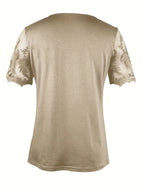 SAIDE™ | S107 TOP - ELEGANT KNITTED SQUARE NECK SHORT SLEEVE MESH TOP