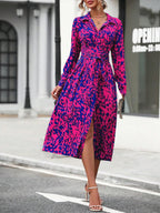 SAIDE™ | S63 DRESS - ELEGANT RANDOM PRINT BUTTON DOWN SHIRT MIDI DRESS