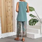 SAIDE™ | S24 TWO PIECE SET - SLEEVELESS ASYMMETRICAL TOP AND PANTS SET