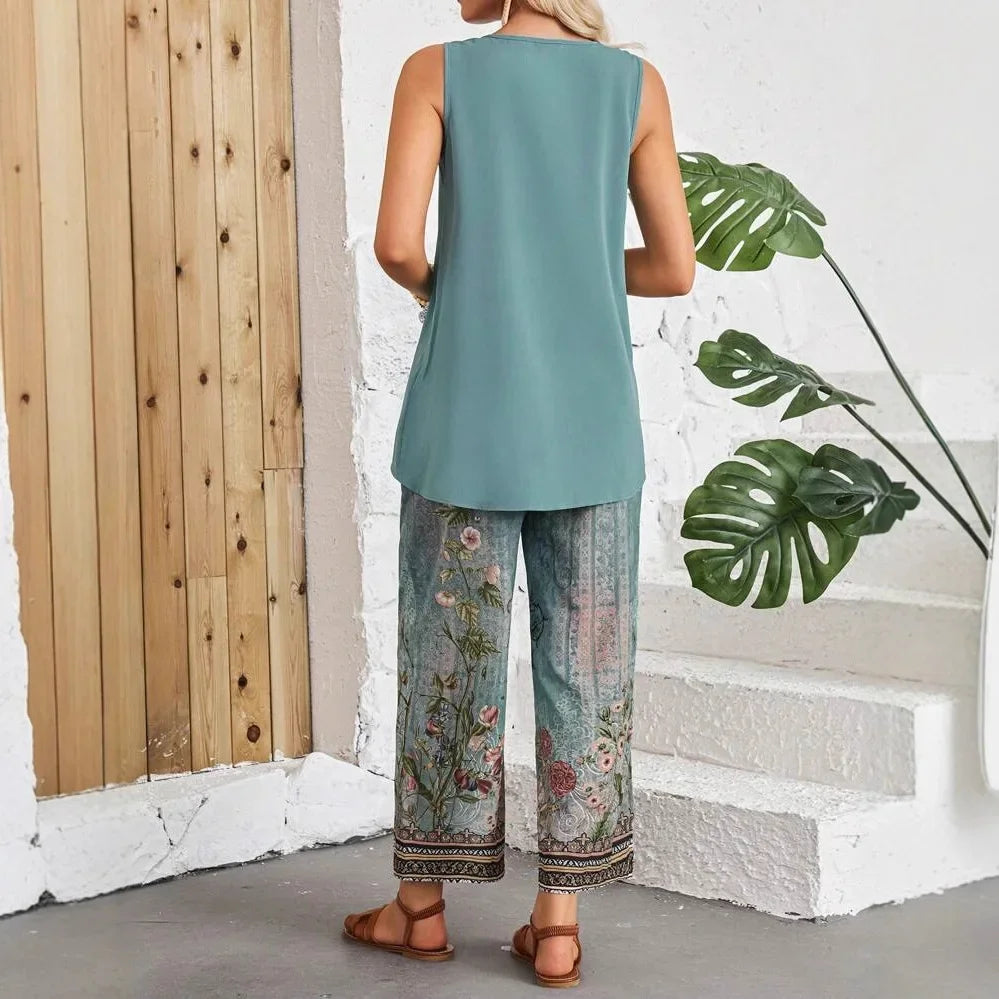 SAIDE™ | S24 TWO PIECE SET - SLEEVELESS ASYMMETRICAL TOP AND PANTS SET