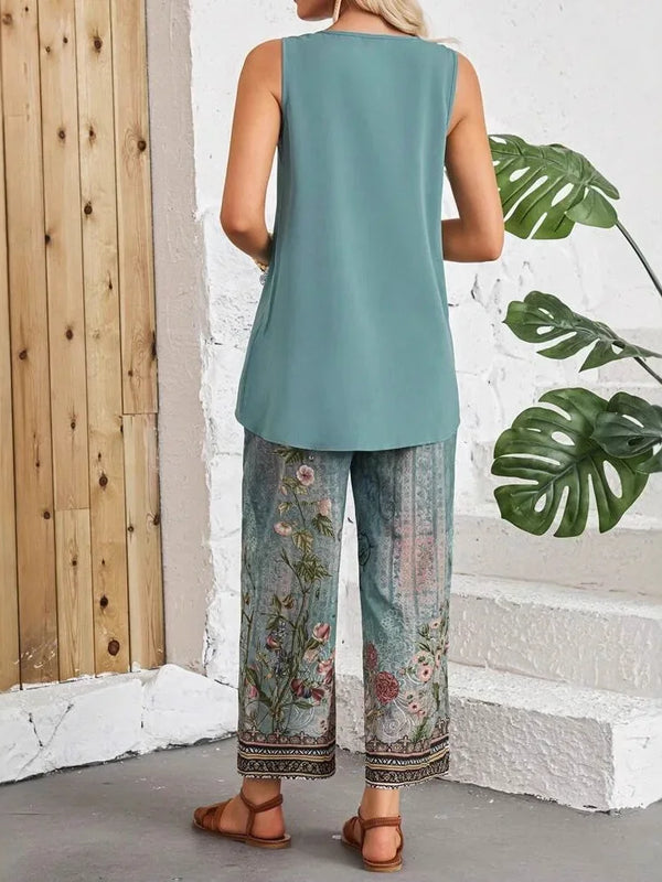 SAIDE™ | S24 TWO PIECE SET - SLEEVELESS ASYMMETRICAL TOP AND PANTS SET