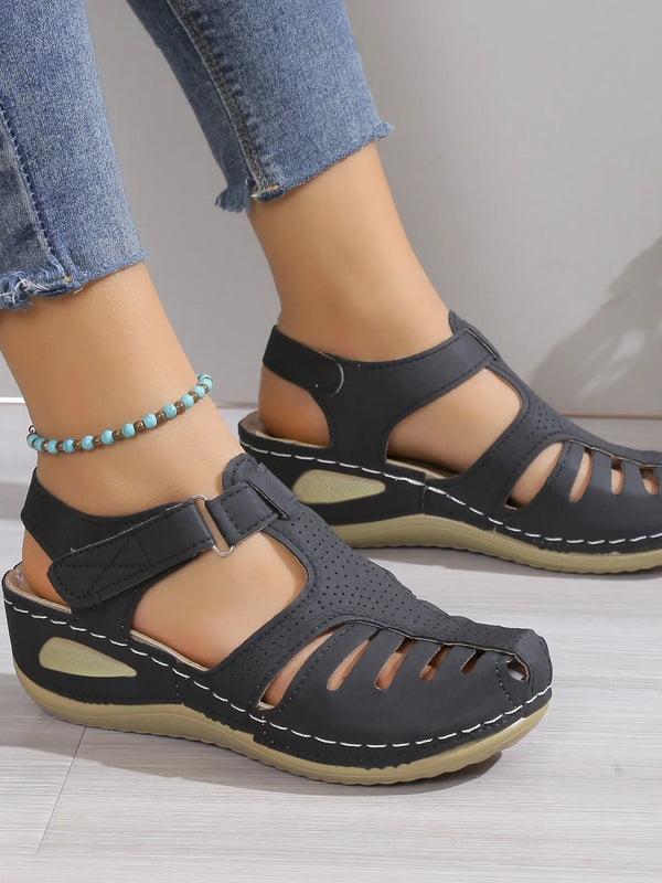 SAIDE™ | S33 SANDALS - STRAPPY BACK BUCKLE WEDGE SANDALS