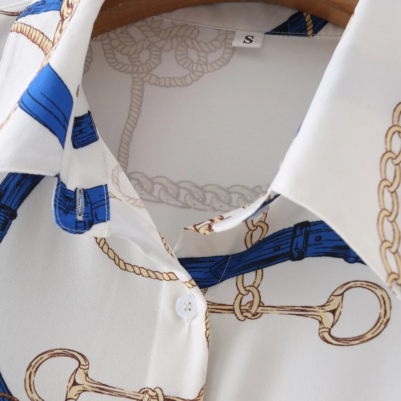 SAIDE™ | S145 DRESS - ELEGANT FLORAL PRINT LONG SLEEVE SHIRT DRESS