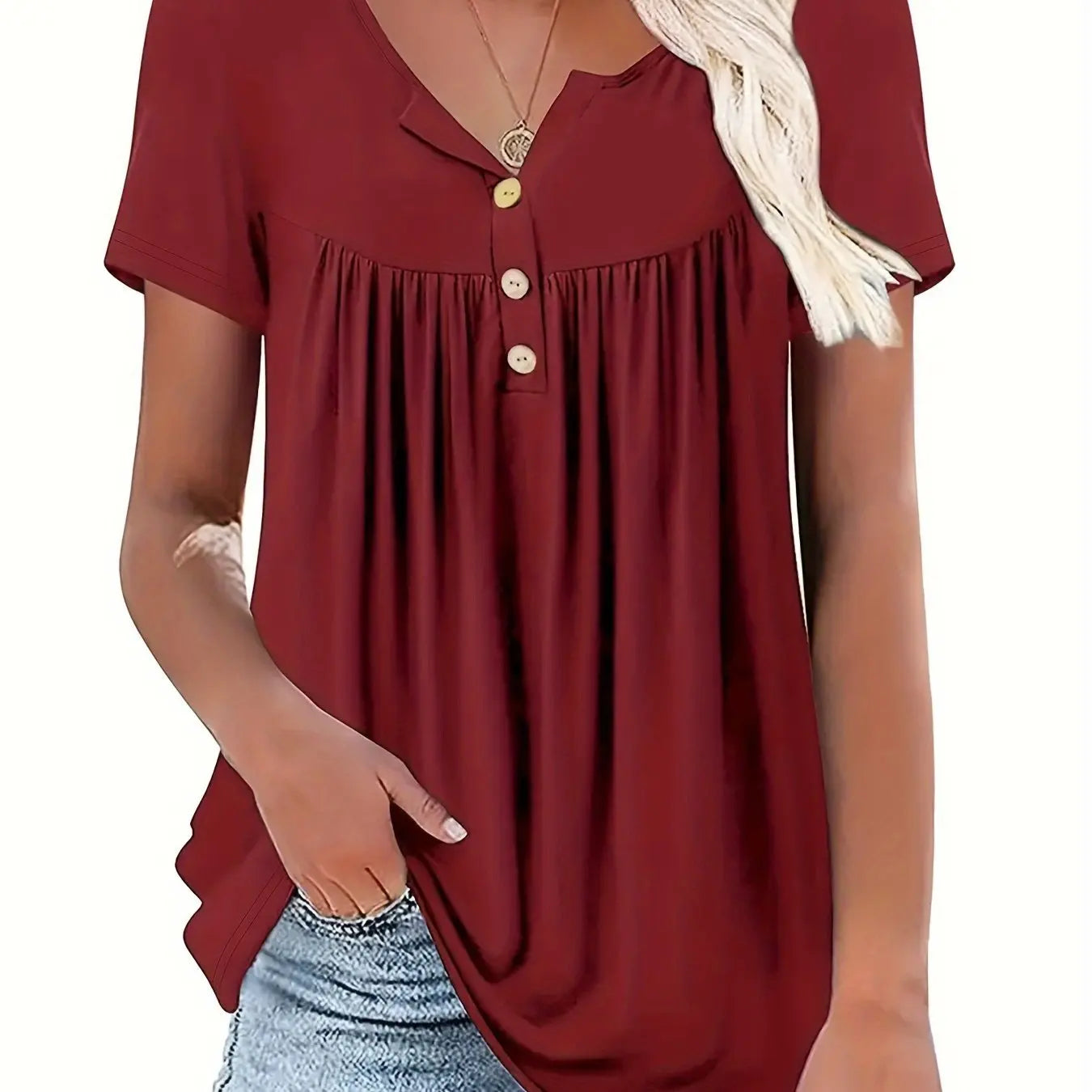 SAIDE™ | S14 SHIRT - V-NECK SILK LUSTER PRINCESS SLEEVE SHIRT