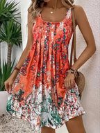SAIDE™ | S53 DRESS - PLUS SIZE TROPICAL FLORAL PRINT SLEEVELESS SUNDRESS