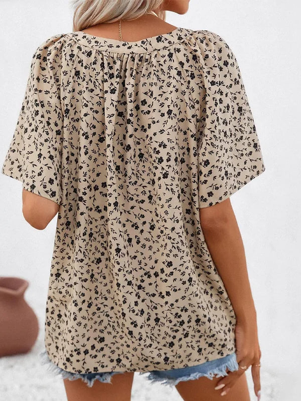 SAIDE™ | S111 TOP - PLUS SIZE ALL-OVER PRINTED STAND-UP COLLAR SHIRT