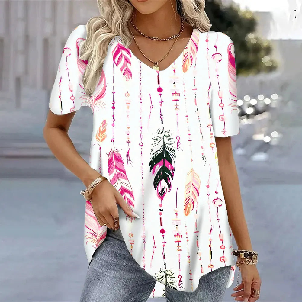 SAIDE™ | S130 TEE - 3D BUTTERFLY PRINT V-NECK T-SHIRT