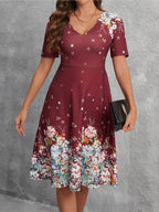 SAIDE™ | S80 DRESS - SUMMER CASUAL V-NECK RETRO PRINTED A-LINE DRESS
