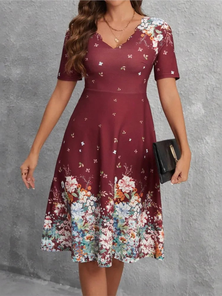 SAIDE™ | S80 DRESS - SUMMER CASUAL V-NECK RETRO PRINTED A-LINE DRESS