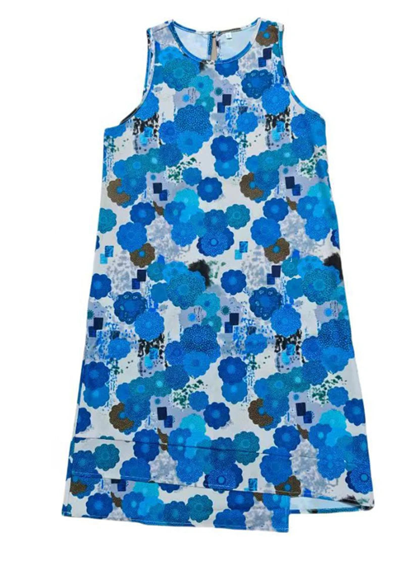 SAIDE™ | S49 DRESS - ELEGANT DIRECTIONAL FLOWERS ALL OVER PRINT TANK DRESS