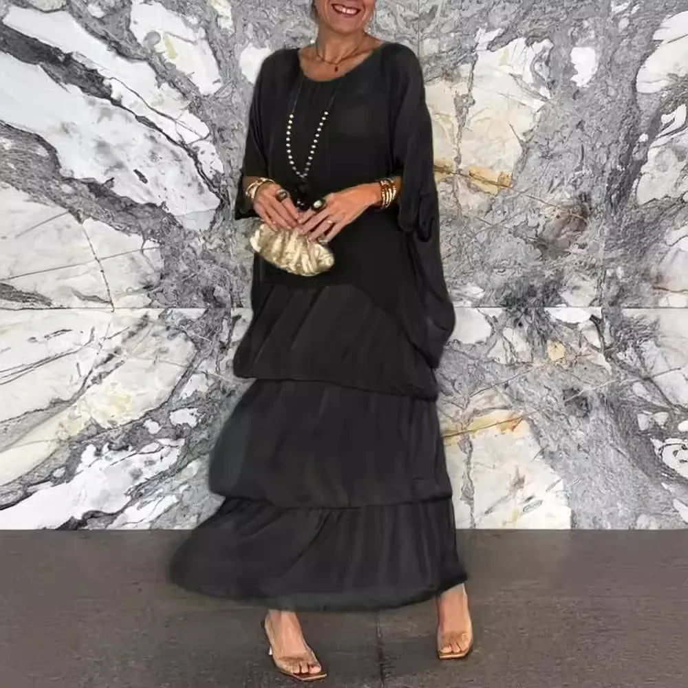 SAIDE™ | S72 DRESS - ELEGANT FLORAL PRINT CHIFFON BOHO LONG DRESS