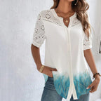SAIDE™ | S108 TOP - TEMPERAMENT CASUAL LACE SHORT SLEEVE BLOUSE