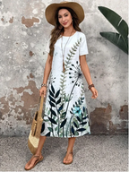 SAIDE™ | S38 DRESS - FLORAL PRINT SHORT SLEEVE MIDI DRESS