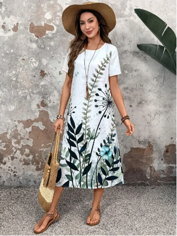 SAIDE™ | S38 DRESS - FLORAL PRINT SHORT SLEEVE MIDI DRESS