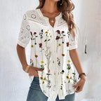 SAIDE™ | S108 TOP - TEMPERAMENT CASUAL LACE SHORT SLEEVE BLOUSE