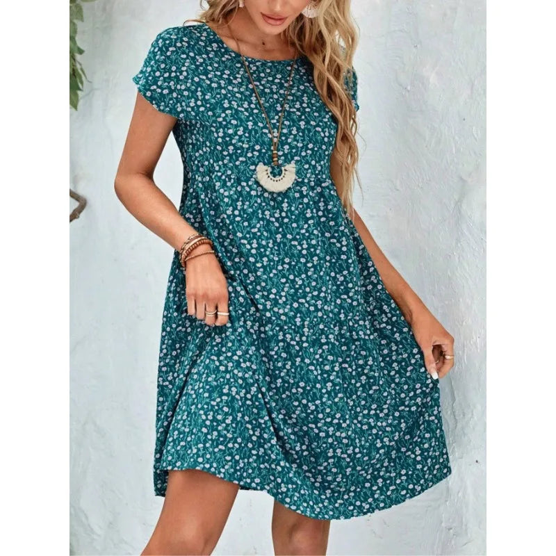 SAIDE™ | S135 DRESS - PRINTED GARDEN COLLAR CASUAL DRESS