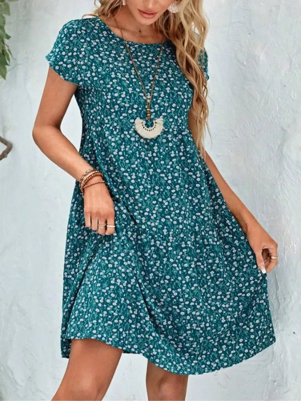 SAIDE™ | S135 DRESS - PRINTED GARDEN COLLAR CASUAL DRESS