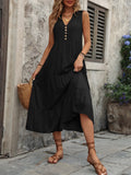 SAIDE™ | S87 DRESS - FASHION SLEEVELESS V-NECK SOLID MIDI DRESS