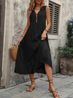 SAIDE™ | S87 DRESS - FASHION SLEEVELESS V-NECK SOLID MIDI DRESS