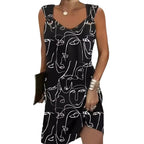 SAIDE™ | S44 DRESS - SUMMER STREET FASHION 3D ABSTRACT PRINT BUTTON DESIGN DRESS