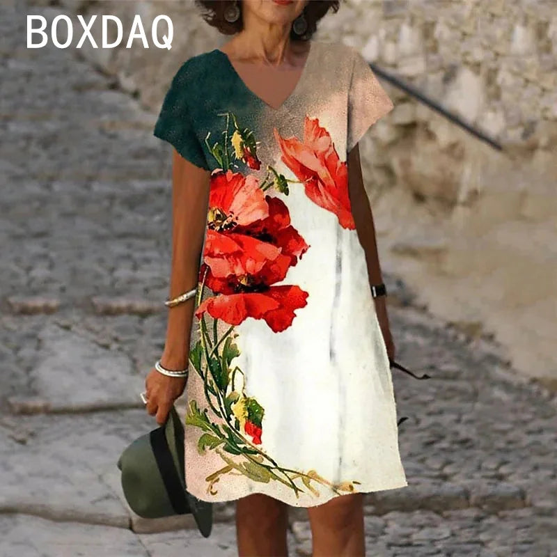 SAIDE™ | S137 DRESS - GRADIENT FLORAL A-LINE BEACH DRESS