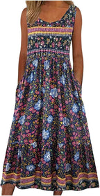 SAIDE™ | S22 DRESS - MIXED FLORAL PRINT SLEEVELESS MAXI DRESS