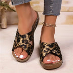 SAIDE™ | S11 SANDALS - LEOPARD PRINT WEDGE SANDALS