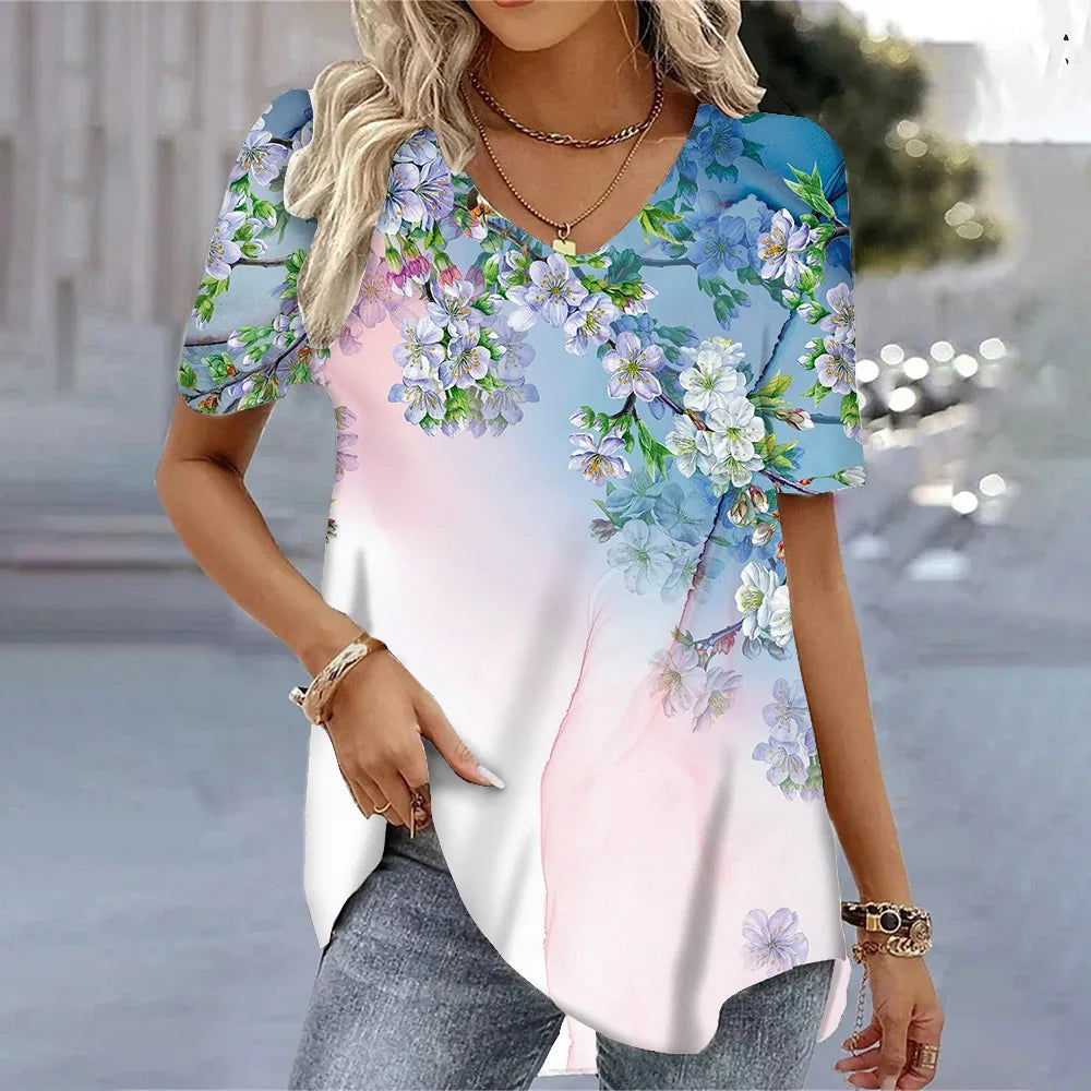 SAIDE™ | S130 TEE - 3D BUTTERFLY PRINT V-NECK T-SHIRT