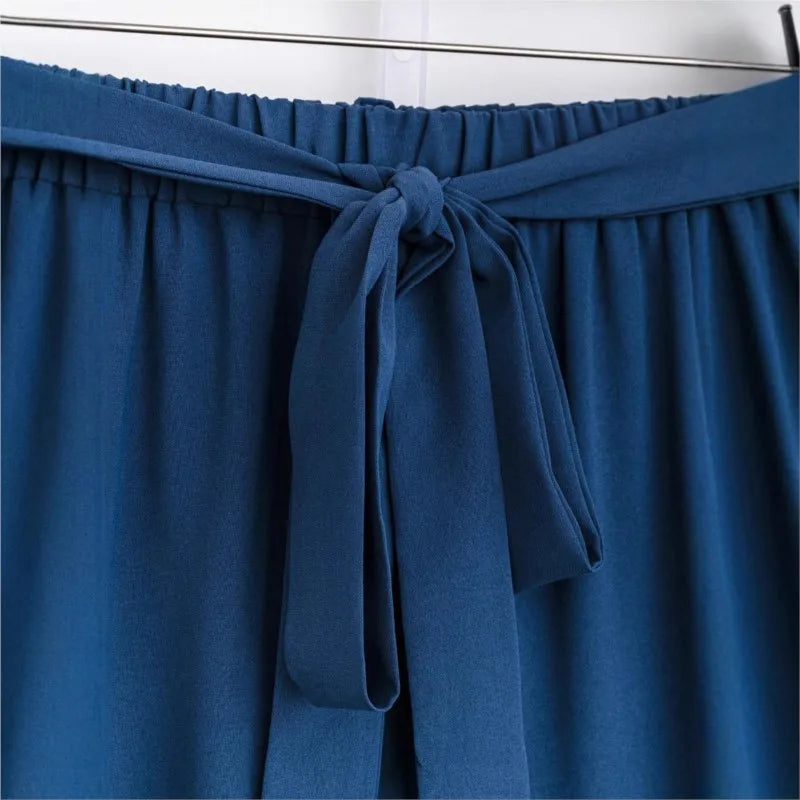 SAIDE™ | S36 TWO PIECE SET - RUFFLED SLEEVE PRINT TOP AND BELTED TROUSERS SET