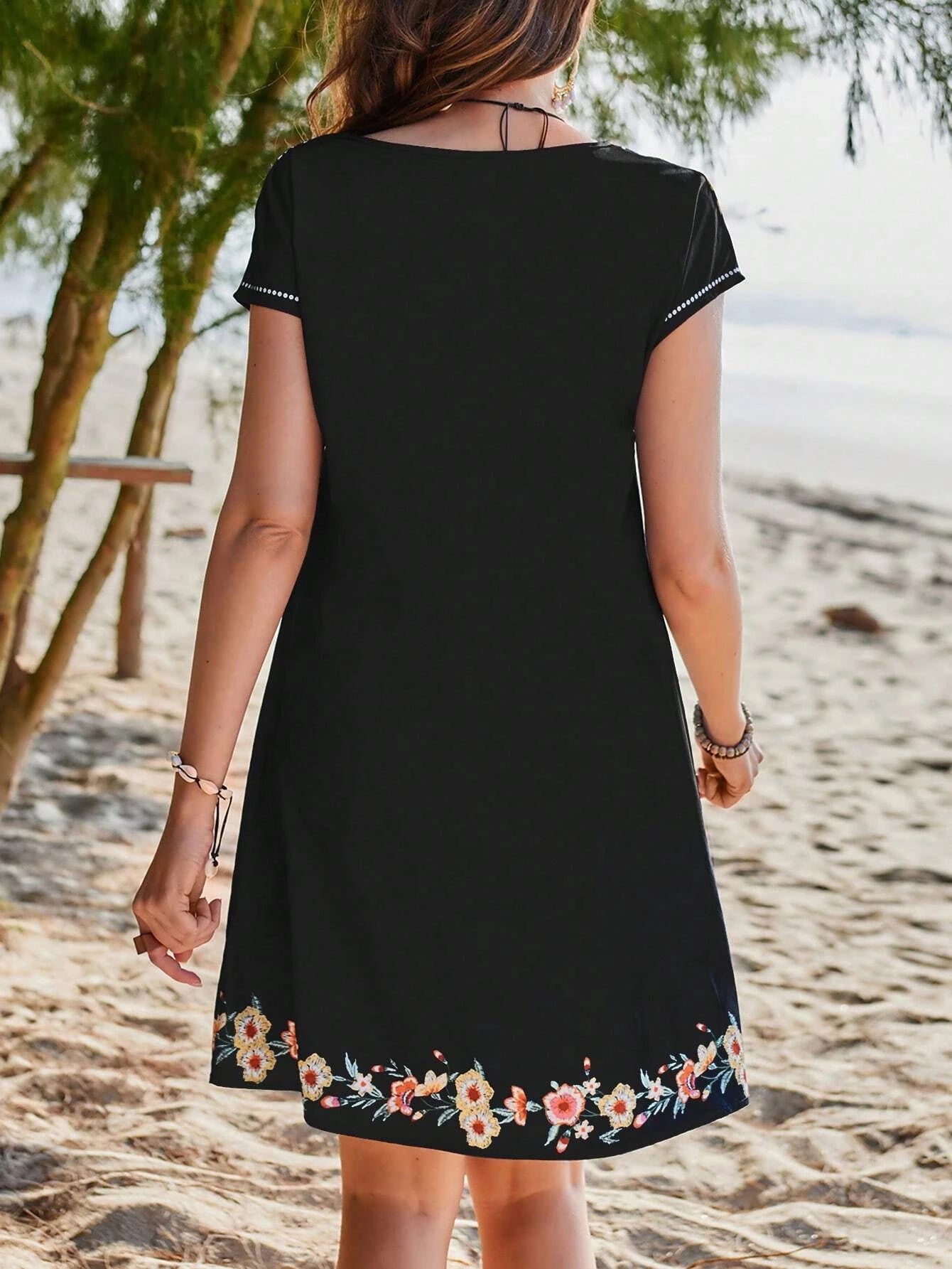 SAIDE™ | S98 DRESS - SUMMER VACATION V-NECK FLORAL PRINT SHORT SLEEVE CASUAL DRESS