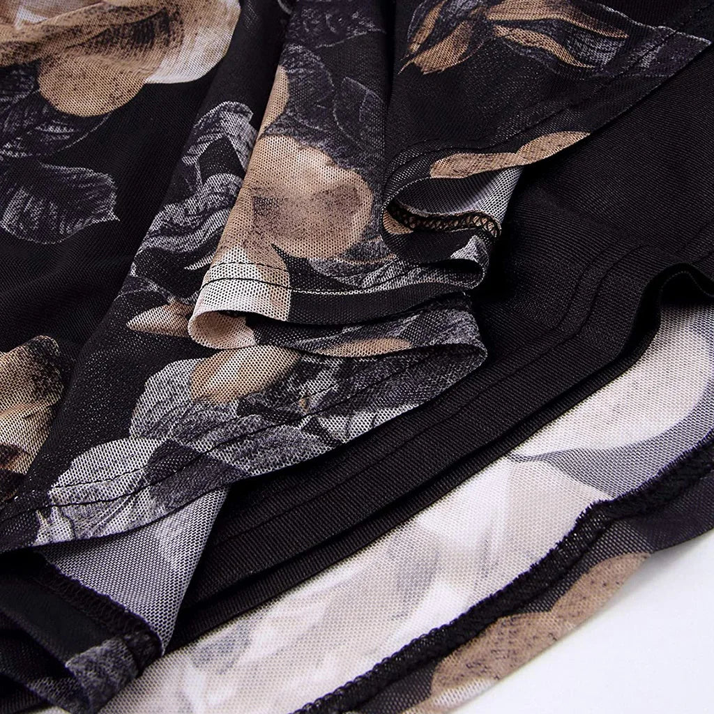 SAIDE™ | S160 TOP - FLORAL MESH V-NECK TEE