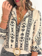 SAIDE™ | S202 TOP - PLUS SIZE FRENCH FLORAL LONG SLEEVE BLOUSE