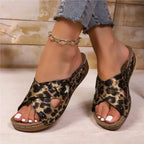 SAIDE™ | S11 SANDALS - LEOPARD PRINT WEDGE SANDALS