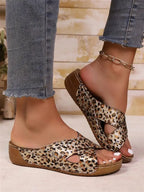 SAIDE™ | S11 SANDALS - LEOPARD PRINT WEDGE SANDALS