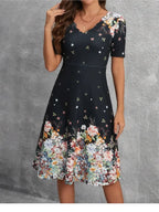SAIDE™ | S80 DRESS - SUMMER CASUAL V-NECK RETRO PRINTED A-LINE DRESS