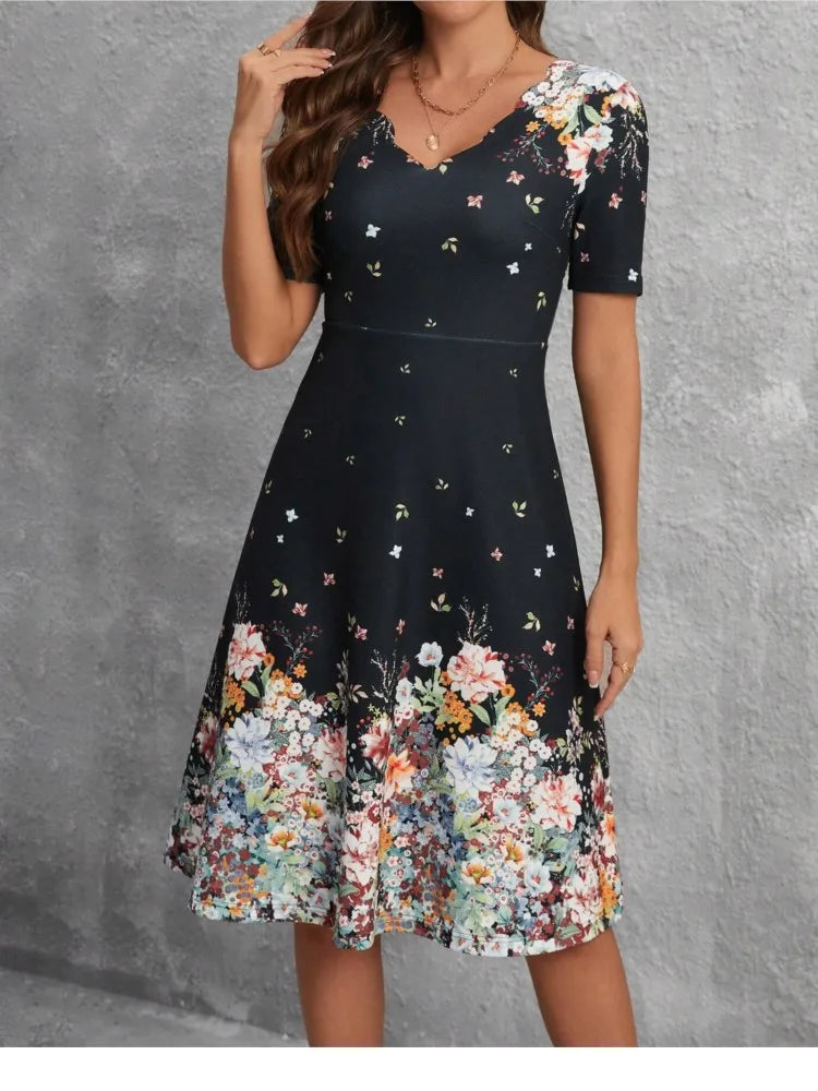 SAIDE™ | S80 DRESS - SUMMER CASUAL V-NECK RETRO PRINTED A-LINE DRESS
