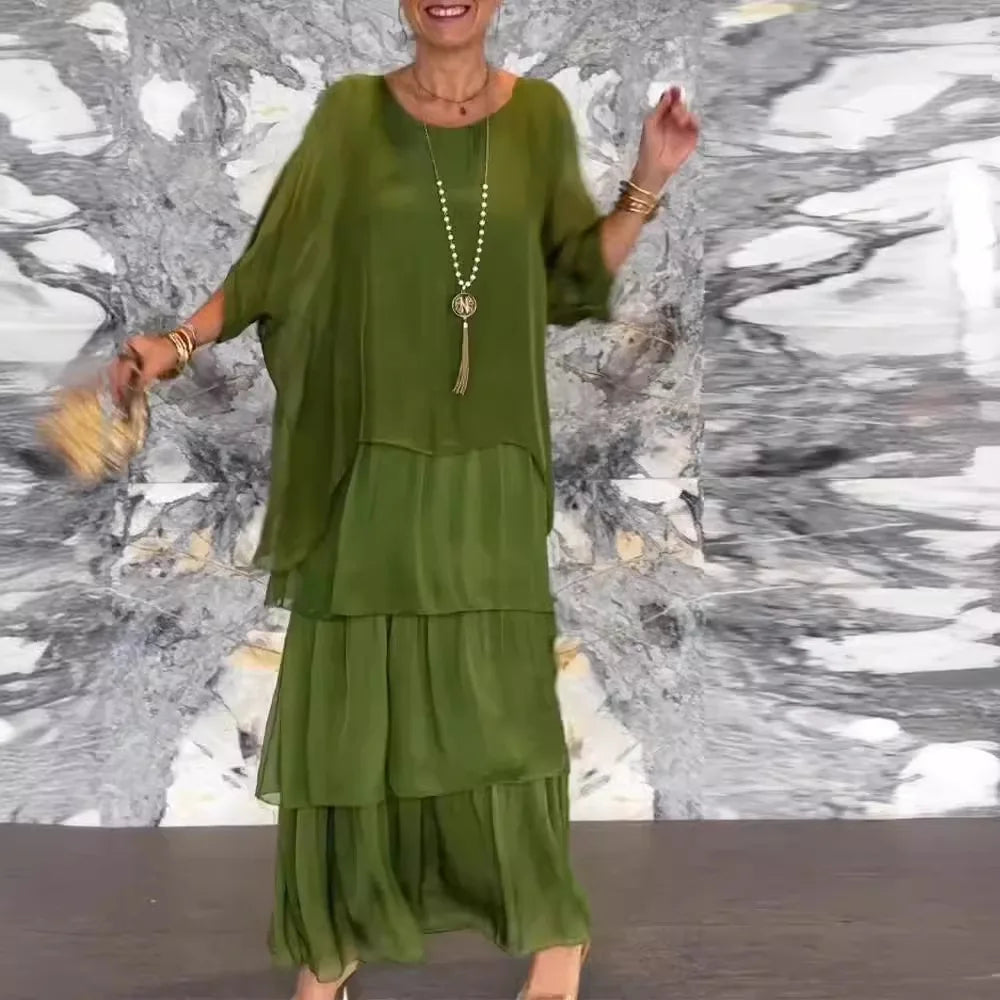 SAIDE™ | S72 DRESS - ELEGANT FLORAL PRINT CHIFFON BOHO LONG DRESS