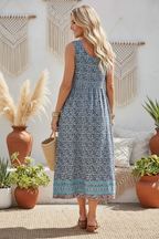Back view - Blue floral dress bohemian